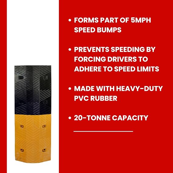 Vigil Speed Bump Mid-Sections 5mph, Yellow & Black Sections w/Fixing Bolts