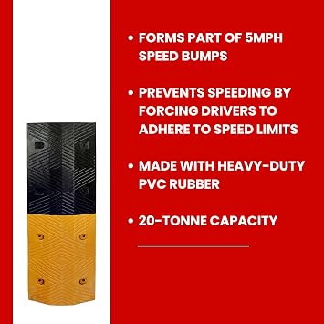 Vigil Speed Bump Mid-Sections 5mph, Yellow & Black Sections w/Fixing Bolts