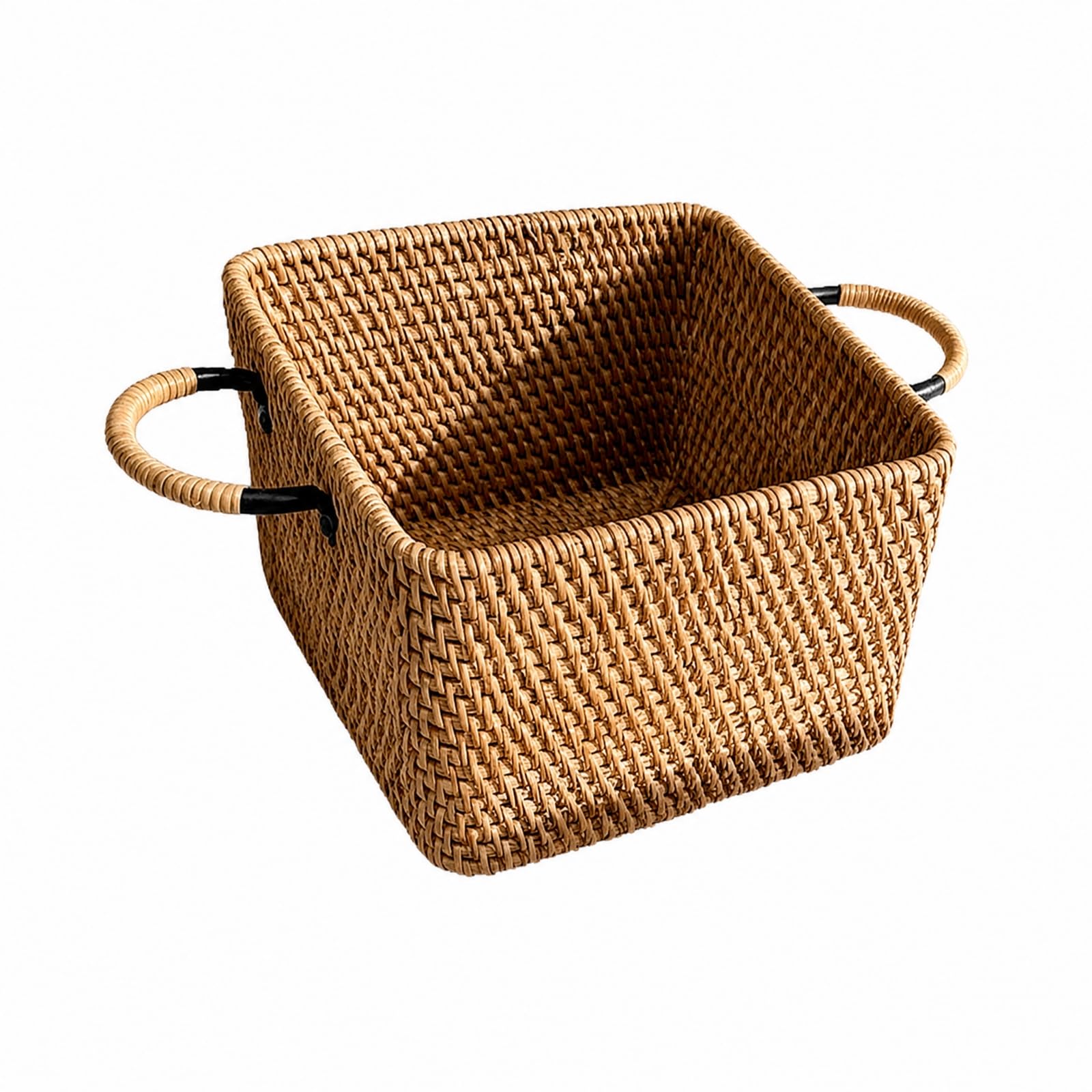 rockible Cesta Mimbre Cuadrada con Laterales Organizador corativo Transpirable para Comedor, 22x22x14CM