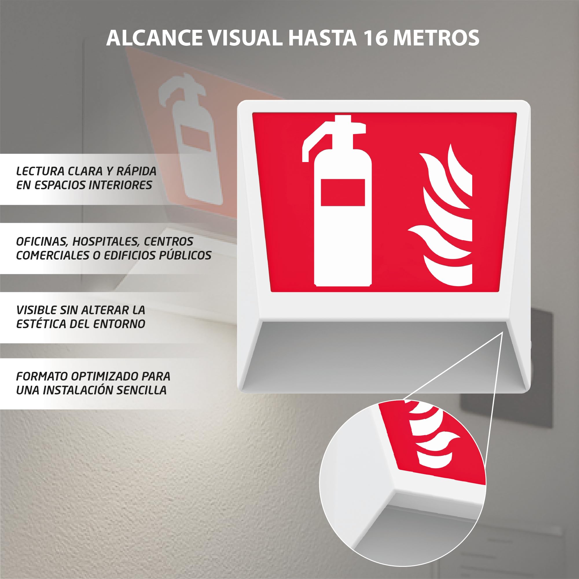 Iluminación de Emergencia LED con Pictograma - Señalización Luminosa - Alumbrado en Interior, Visibilidad 16 m, IP40, Instalación en Pared (Blanco, Salida de Emergencia Derecha)