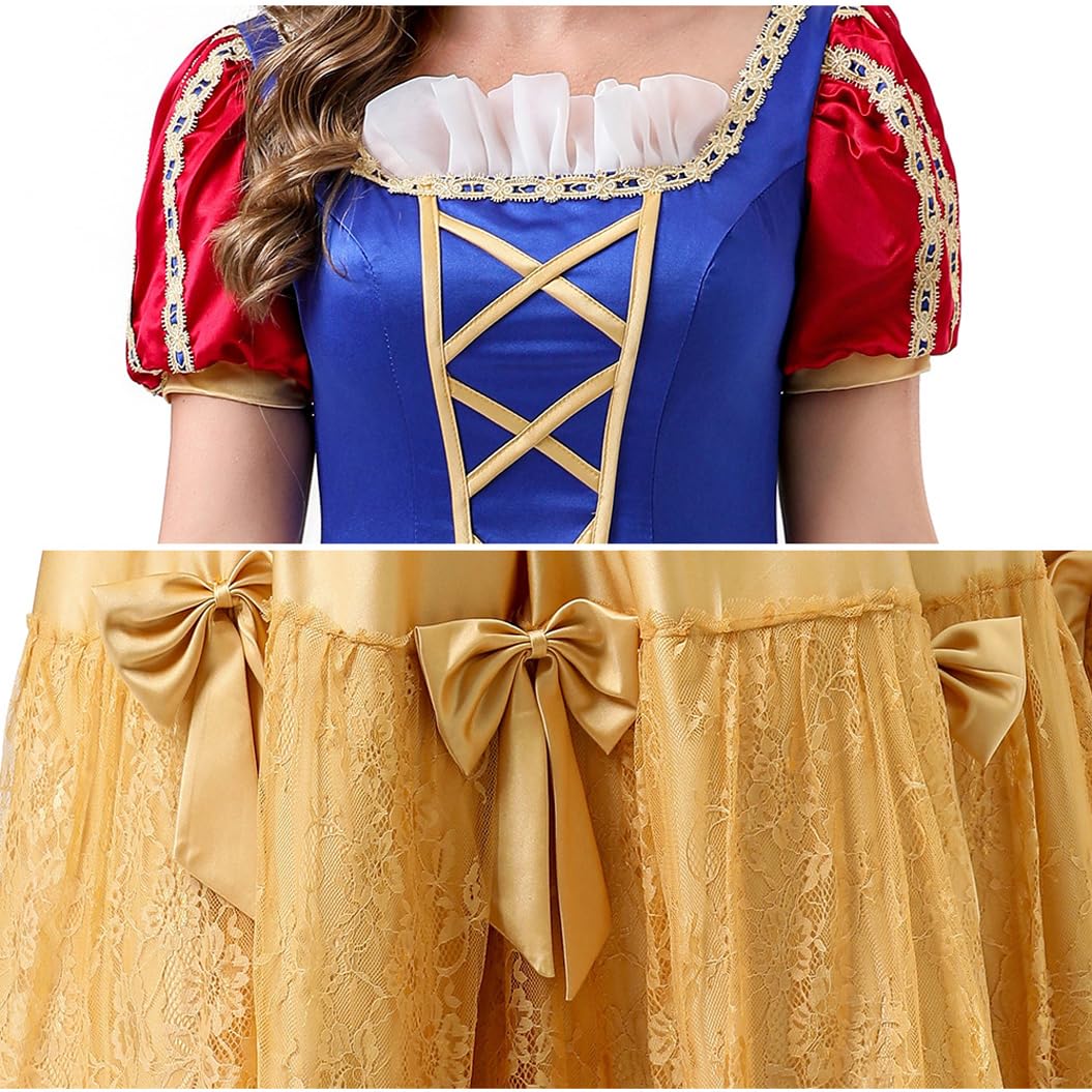 Kostium Królewny Śnieżki dla dorosłych kobiet strój księżniczki z bajki idealny na cosplay karnawał i Halloween