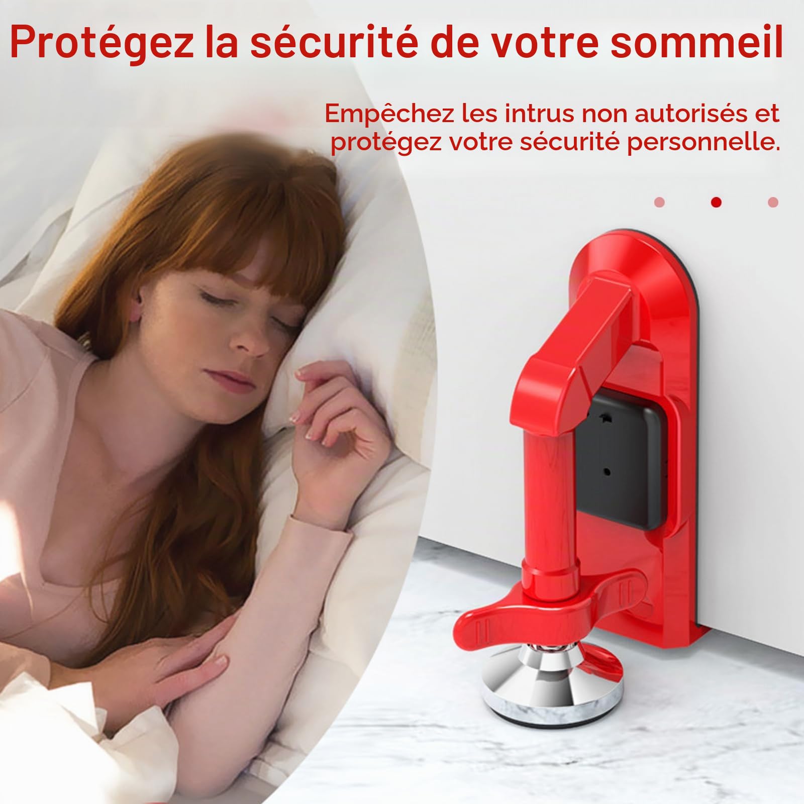 Lot de 2 Butoir de Porte Alarme, Bloque-portes Portable Dispositif de Sécurité pour la Maison, l'hôtel, les Voyages et la Protection Personnelle, Butée de Porte Réglable avec Alarme de 80 dB