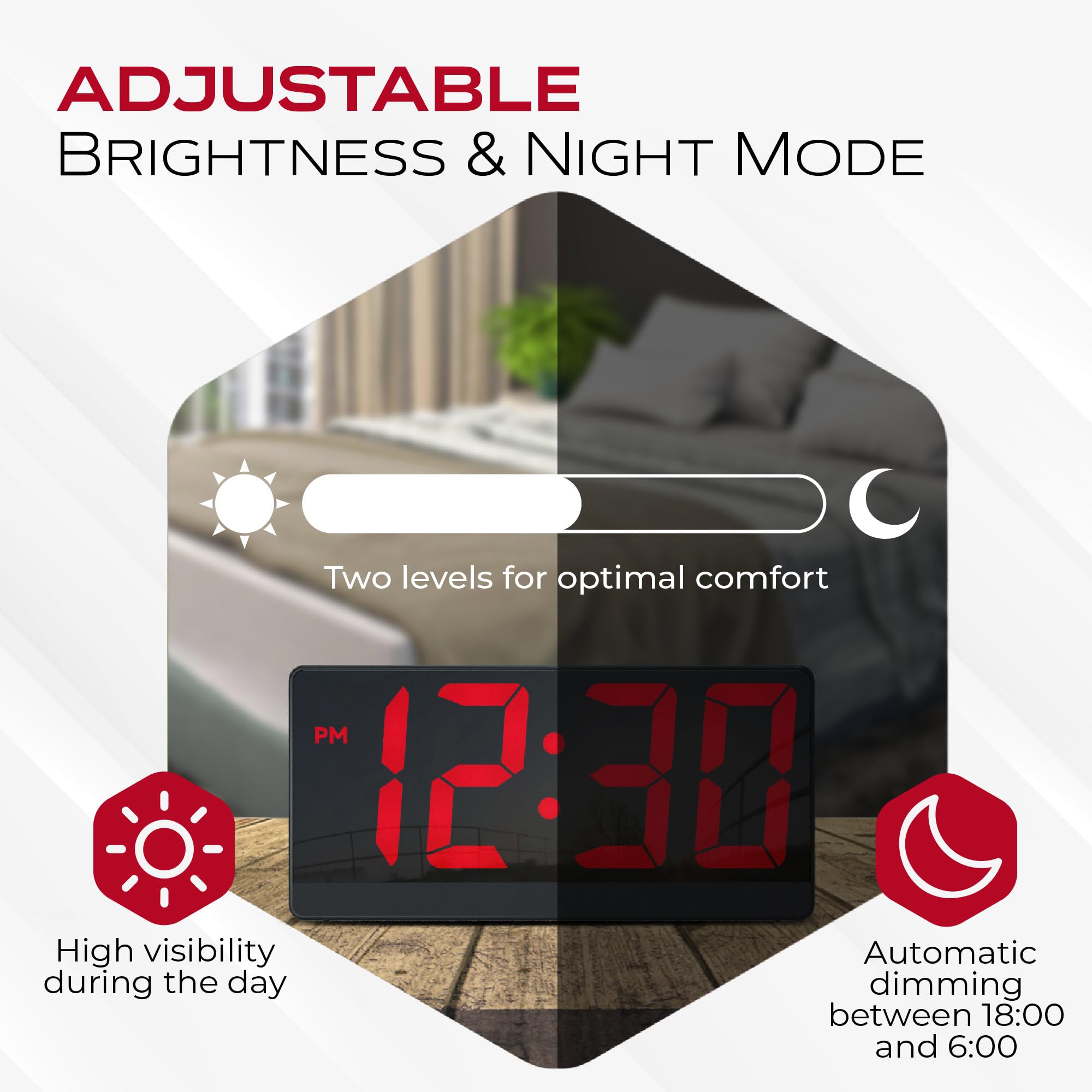 Réveil Numérique Lcd Avec Affichage De La Température, Fonction Snooze Réveil Numérique Lcd Avec Affichage De La Température, Fonction Snooze