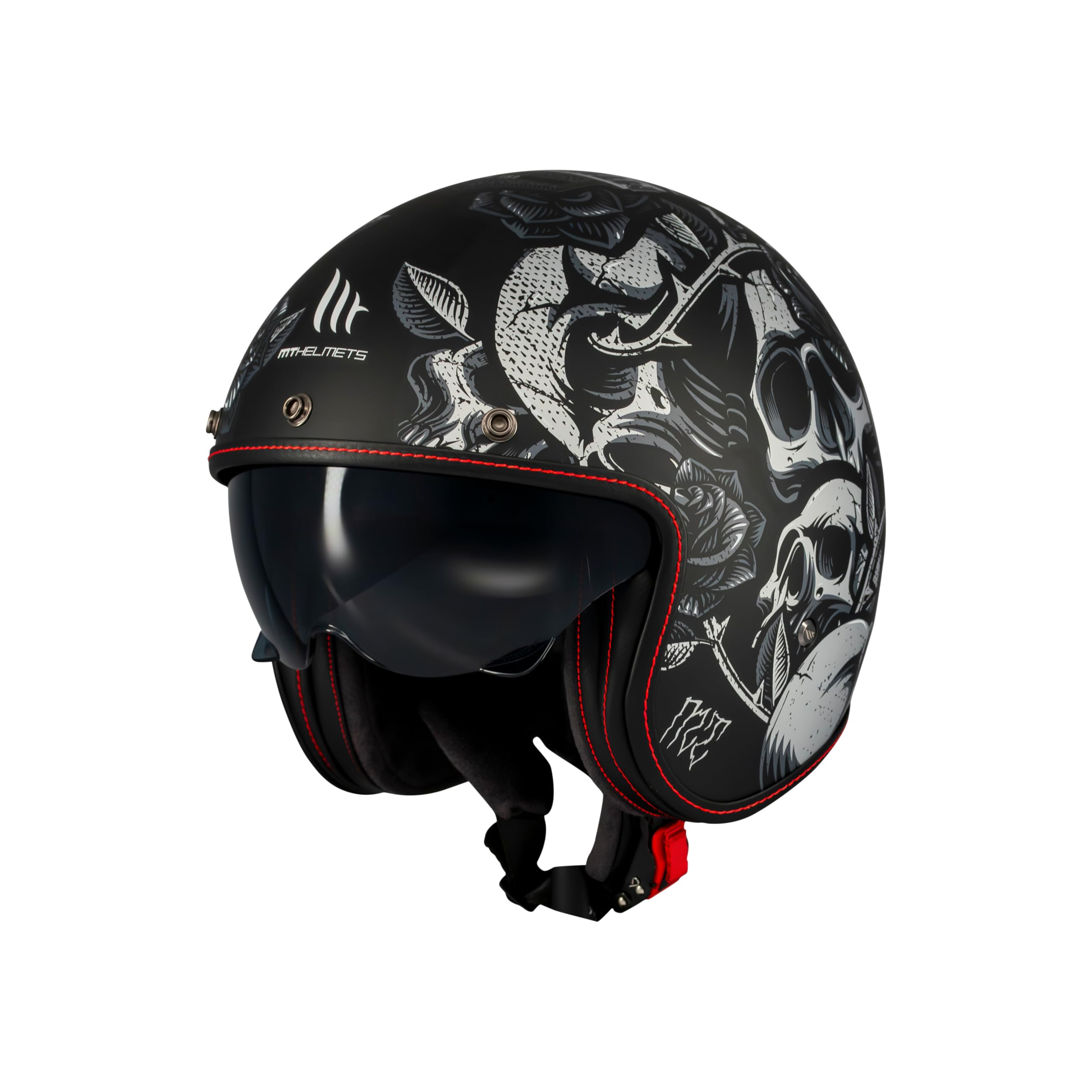 MT Helmets Le Mans 2 SV – Casco Moto Jet Vintage con Detalles en Cuero, Visor Solar Retráctil Full Vision, Interior Lavable y Calota HIRP | Homologado ECE 22.06 & DOT