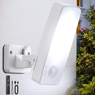 TANBABY Rechargeable Outdoor Wall Light, Motion Sensor Porch Light, 1PACK | 12000mAh Wireless Security Light with Remote, 3 Modes, 3CCT Dimming, IP65 Waterproof Outdoor Light for House, Garage, Hallway