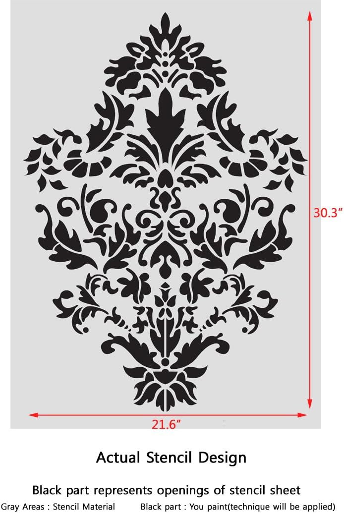 Damask Wall Stencil Pattern Ludovica for DIY Home Decor, Wallpaper Look