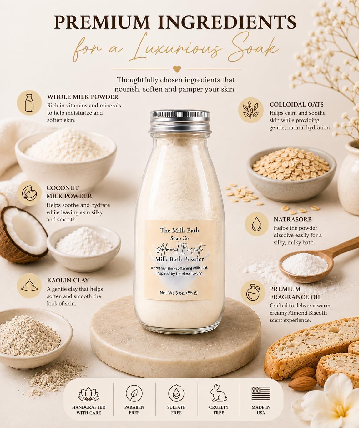 Almond Biscotti Milk Bath Powder 2-Pack