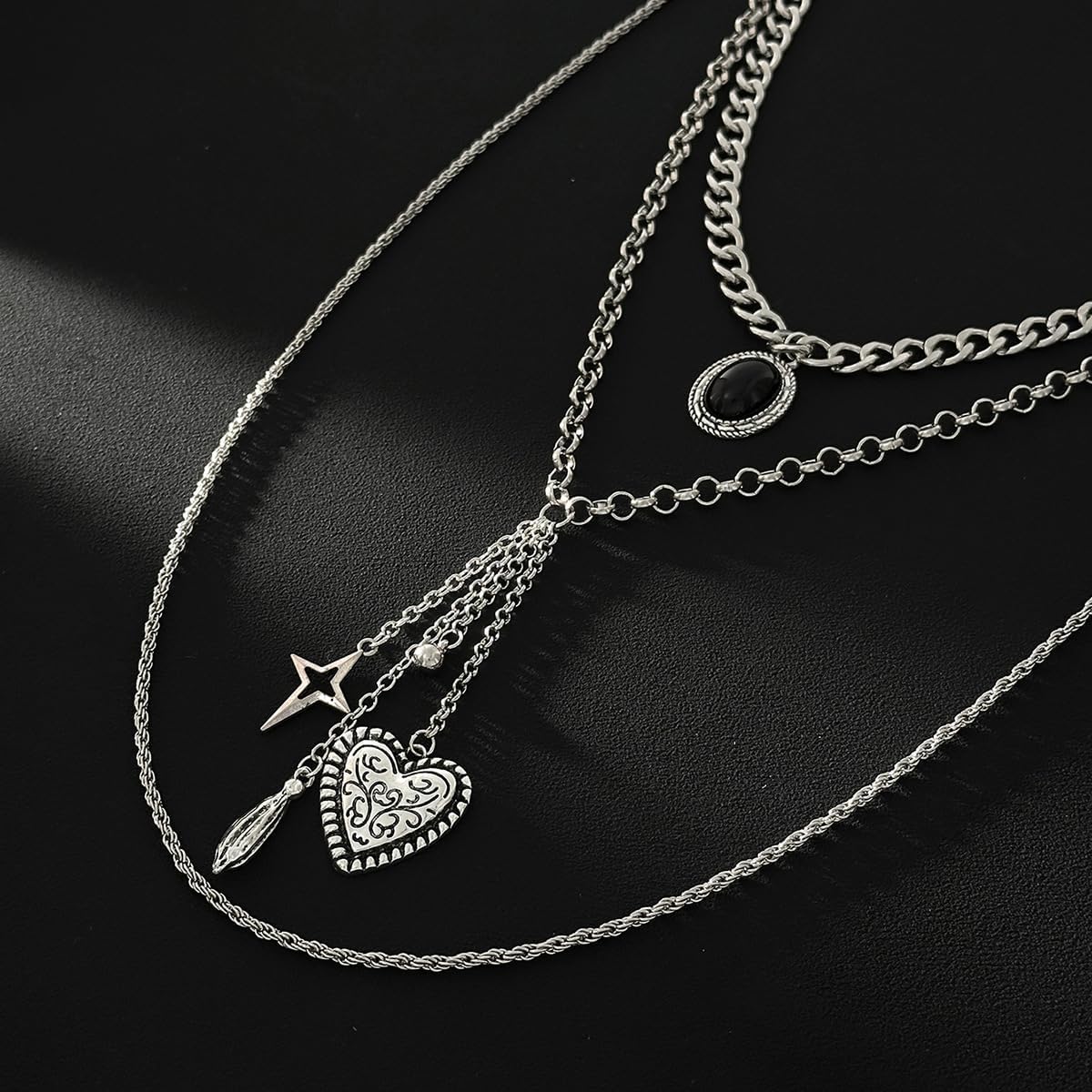 Layered Necklaces for Women Trendy Chain Necklace With Heart Star Pendant Chain Necklace Dainty Statement Jewelry - Image 5