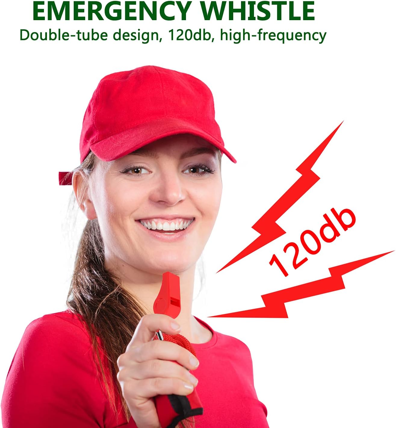 Giveet Red Whistle with Lanyards, Durable Plastic Whistle for Indoor Outside Party Sports