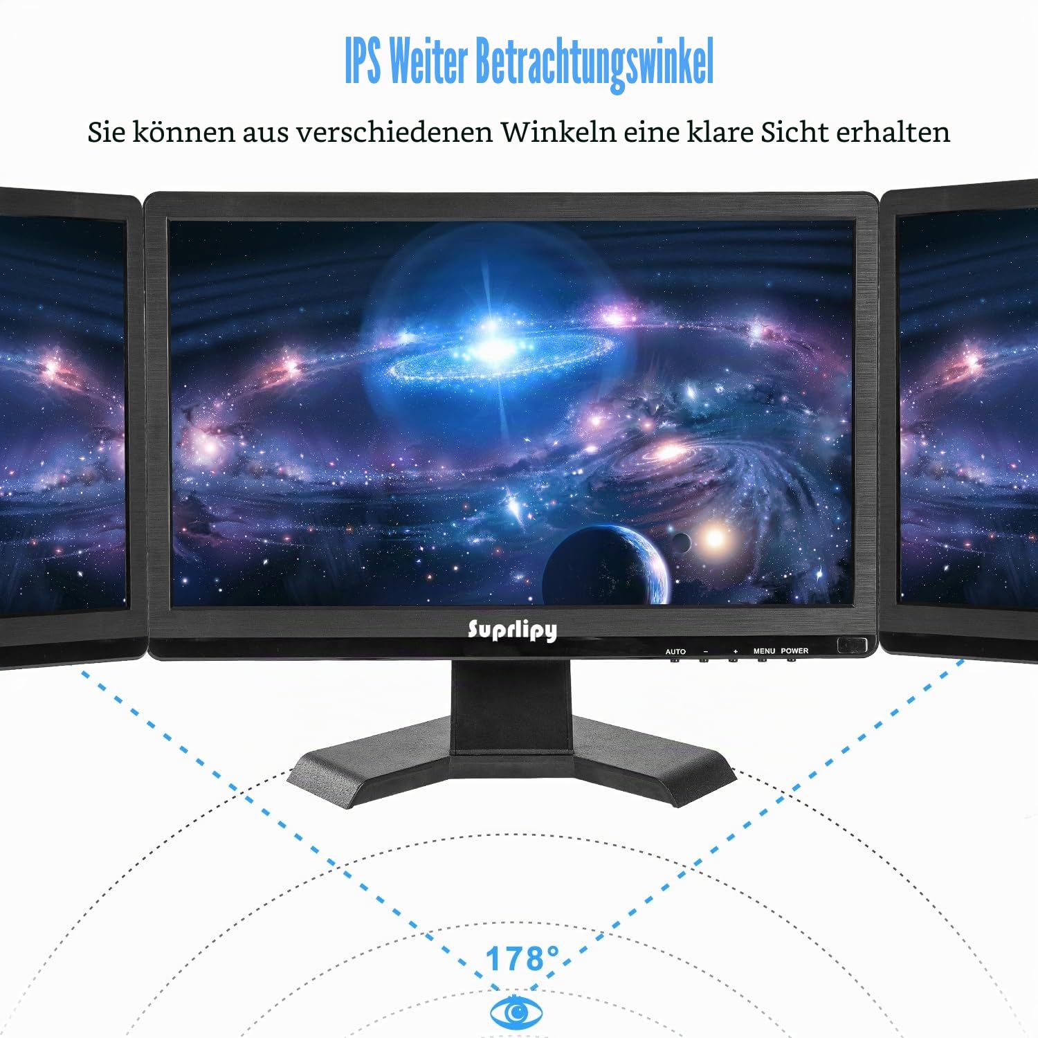 15,6 Zoll FHD Kleiner IPS-Monitor LCD-Bildschirm 1920x1080 60Hz 16:9 mit BNC VGA AV-Eingang Eingebaute Lautsprecher für CCTV-Überwachungskamera DVR PC RasPi