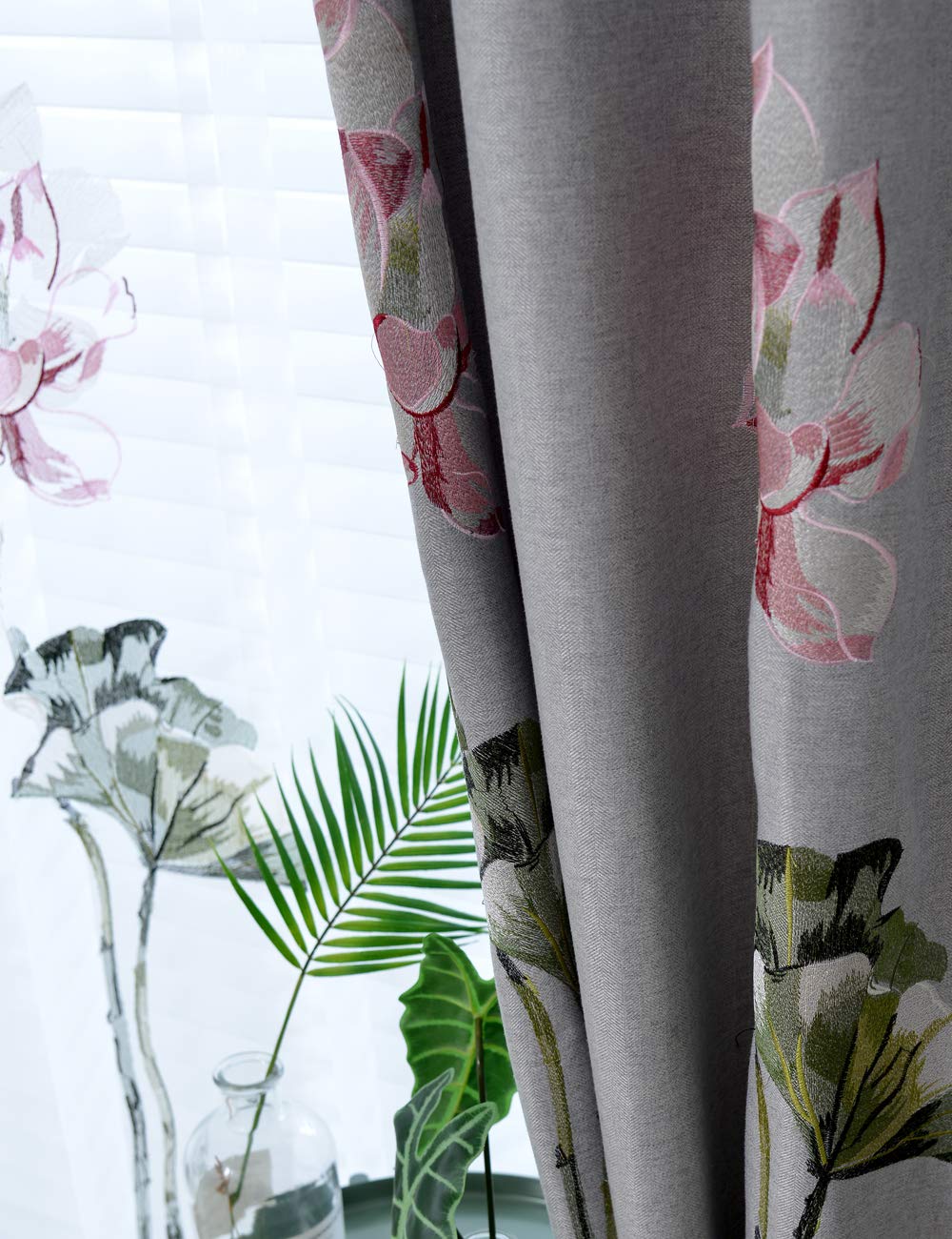 Tenda Decorativa Lactraum Tenda In Voile Ricamata Con Fiori Peperoncino