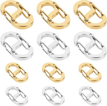 Double Opening Lobster Clasp 12PCS, Shortener Clasp Necklace Connector Closures Opening Lock Charm Extenders for DIY Jewelry Repair Kit Bracelet NecklaceSilver&Gold