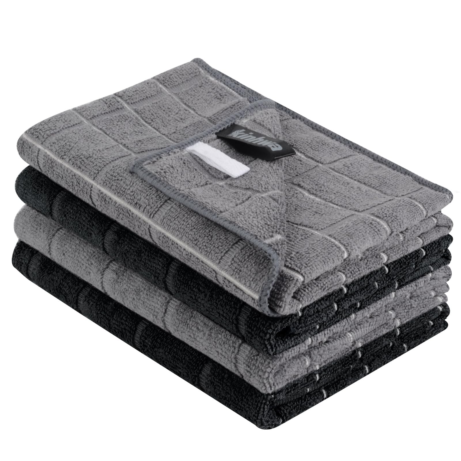 KinHwa Microfiber Tea Towels for Cleaning Kitchen Absorbent Dish Towel Set