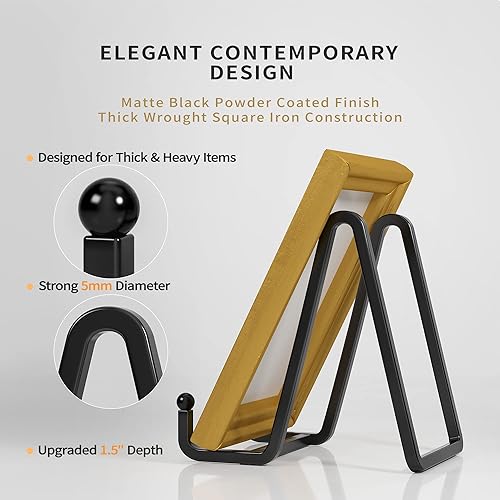 Miniatura 2 de Paquete de 4 soportes de placa para exhibición, soporte de placa de alambre cuadrado de metal de 4.5 pulgadas + soporte de soporte de soporte para