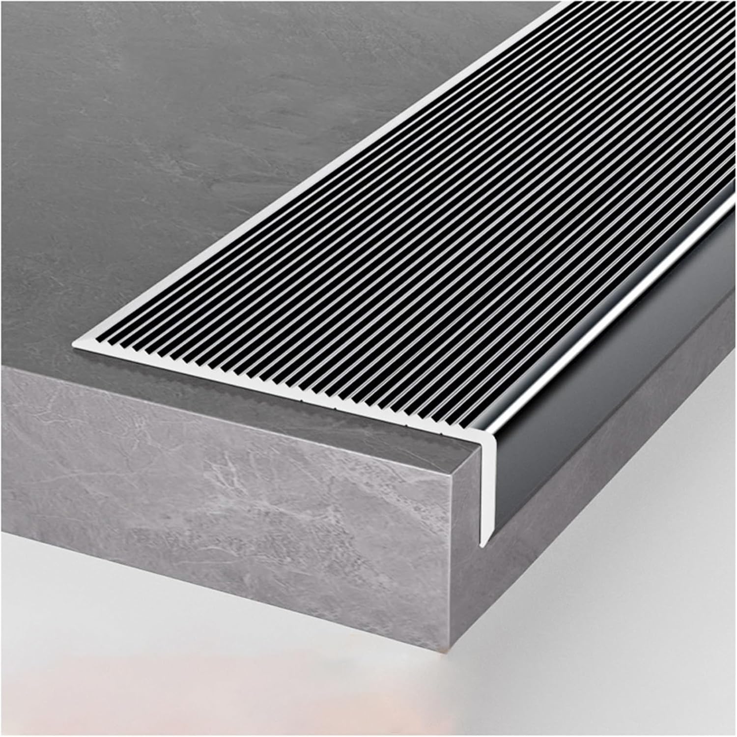 JNTFNE Edging Strip Door strip Aluminum Stair Nosing 10cm Extra Wide Tread Edge Protector for Outdoor Indoor Steps(Gray,L-60/152cm)