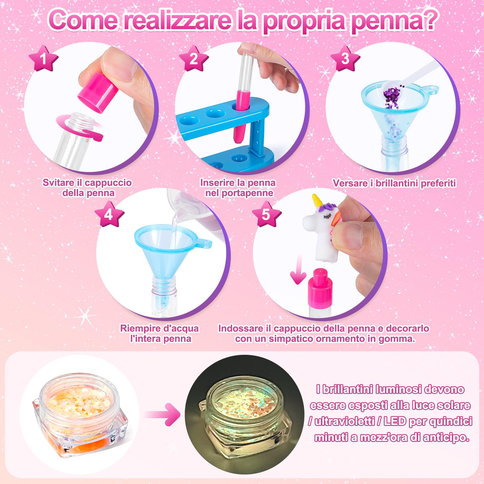 FGZU Laboratorio delle Penne 55+ Pezzi, Fabbrica delle Penne per Crea 15 Penne, Lavoretti Creativi per Bambini, idee Regalo per Bambina 6 7 8 9 10 Anni