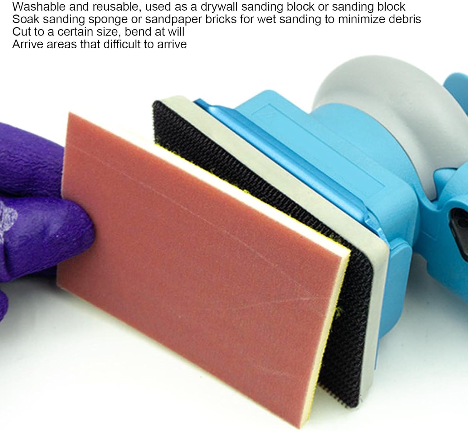 Sanding Sponge 1200 Grit Washable Reusable Ultra Fine Sanding Pads for Metal Wood Drywall Sanding Blocks 100Pcs Sponge Sandpaper 2.95x3.94x0.2in