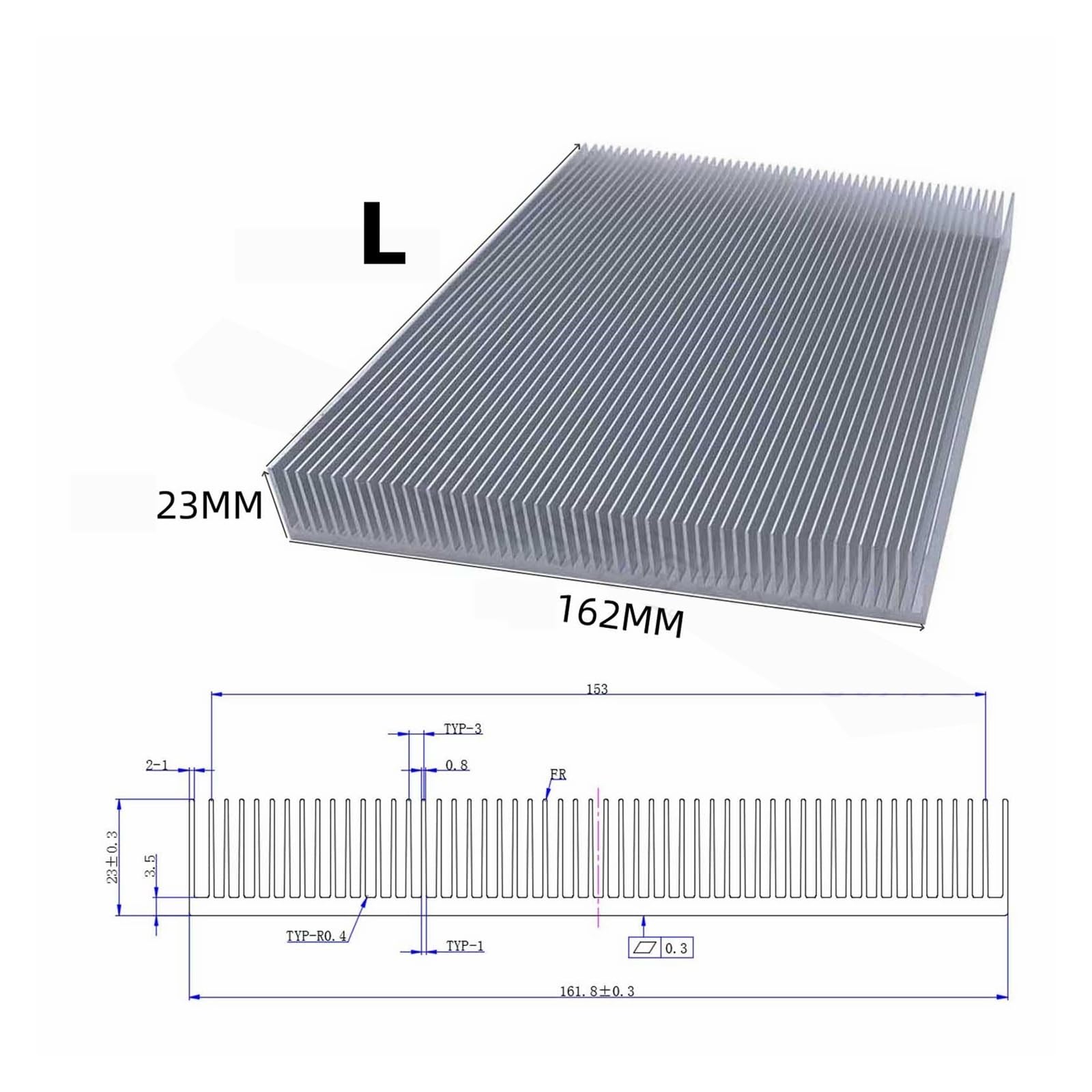 Radiador de disipador de calor extrudido de aluminio para disipación de calor con chip electrónico LED, 115 x 50, 125 x 50, 125 x 20,5, 140 x 20 mm, 120 x 36 mm (SK12, L 200 mm)
