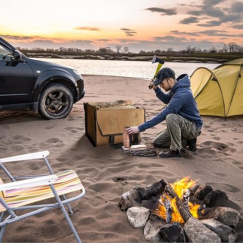 Miniatura 12 de Highpro Transportador de leña – Transportador de troncos para leña, bolsa de lona encerada con asas, mejor para llevar madera en casa o acampar al