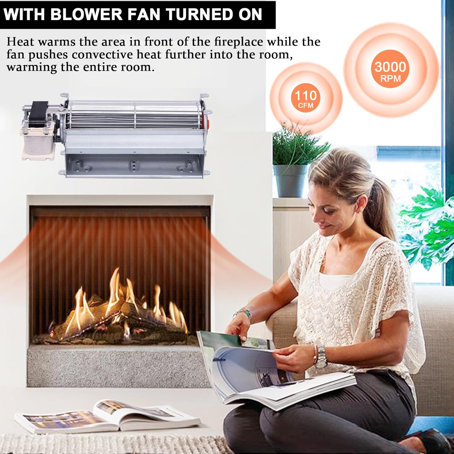 GZ550-1KT GZ550 GZ552 Fireplace Blower Fan Replacement for Napoleon, Continental, Kingsman Fireplaces, Napoleon GD36NTR, EP62-1, Rotom HB-RB61, R7-RB61, HB-RB58, R7-RB59, HB-RB59, Continental BC36.