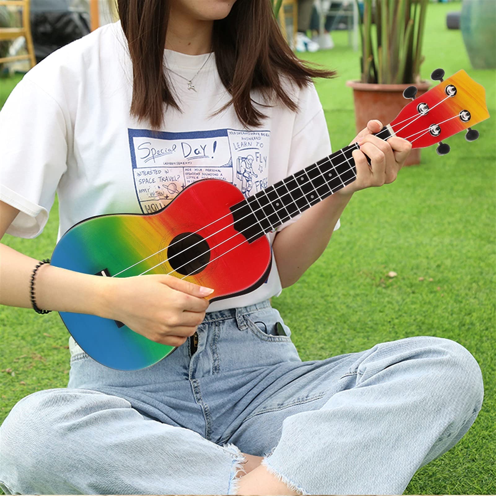 Ukulele 21 Pollici Ukulele in Legno 4 Corde Chitarra Portatile 21 '' Chitarra Chitarra Mini Chitarre per Principianti Regalo per Bambini Concerto Ukulele