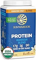 Vista 60 de Sunwarrior - Warrior Blend, base vegetal, proteína vegana cruda con guisantes y cáñamo, SWB BVAN375, Vainilla, 1