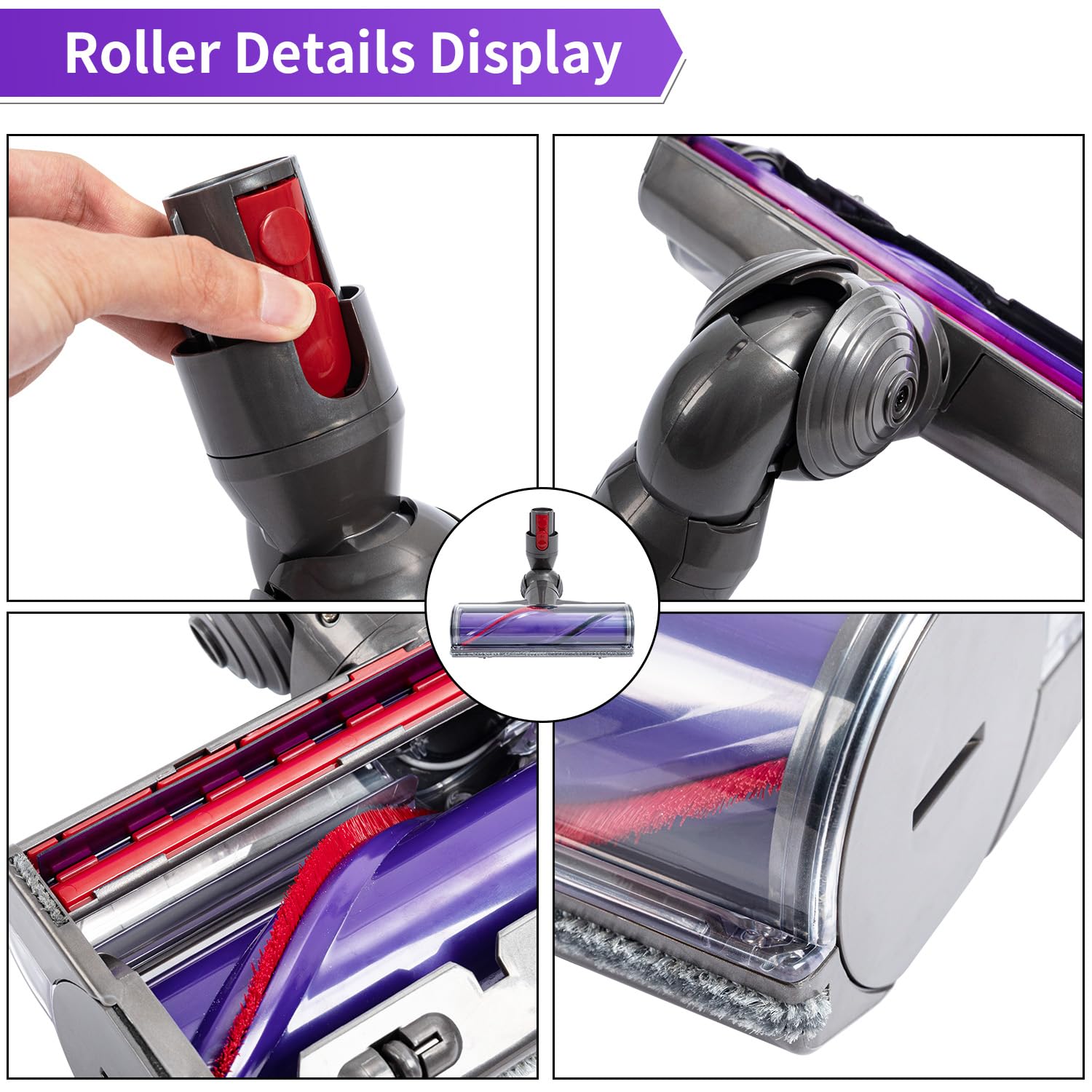 Spazzola Motorizzata Azionamento Diretto Compatibile con Dyson V7 V8 V10 V11 V15, Adatto per tappeti e Pavimenti duri Pezzo di Ricambio 967483-04