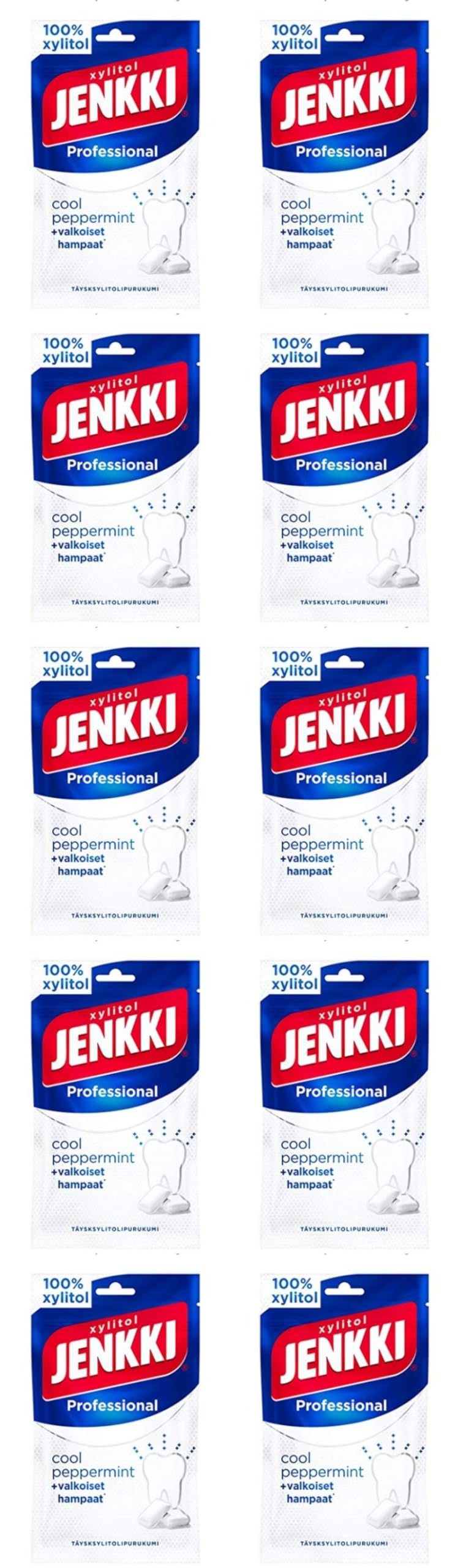 Cloetta Jenkki Xylitol Cool Peppermint Chicle 10 Packs of 80g