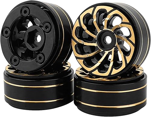 Miniatura 8 de RZXYLRC Llantas de latón Beadlock 1.0, 4 ruedas de latón para TRX4M SCX24 FCX24 124 118 RC Crawler, 1.48 ozpiezas (torbellino)