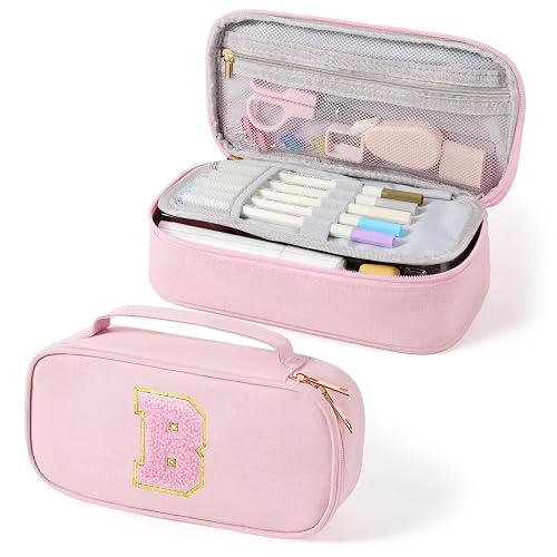YOOLIFE Pencil Case for Girls, Cute Pencil Pouch Pen Case, Large Capacity Aesthetic School Supplies for Teen Girls, B (Pink)