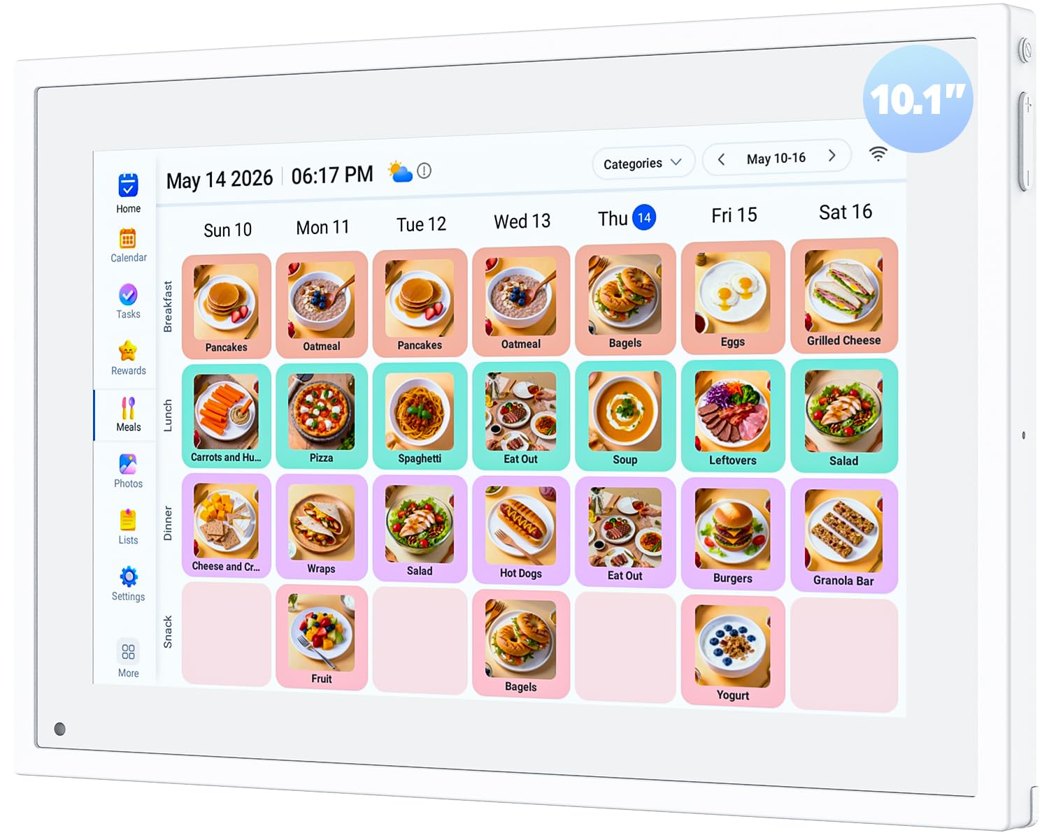 Calendario digitale intelligente da 10,1 pollici per orari familiari - eCalendar elettronico interattivo touch screen, senza abbonamento, pianificatore pasti, grafico delle faccende, ricompensa stella