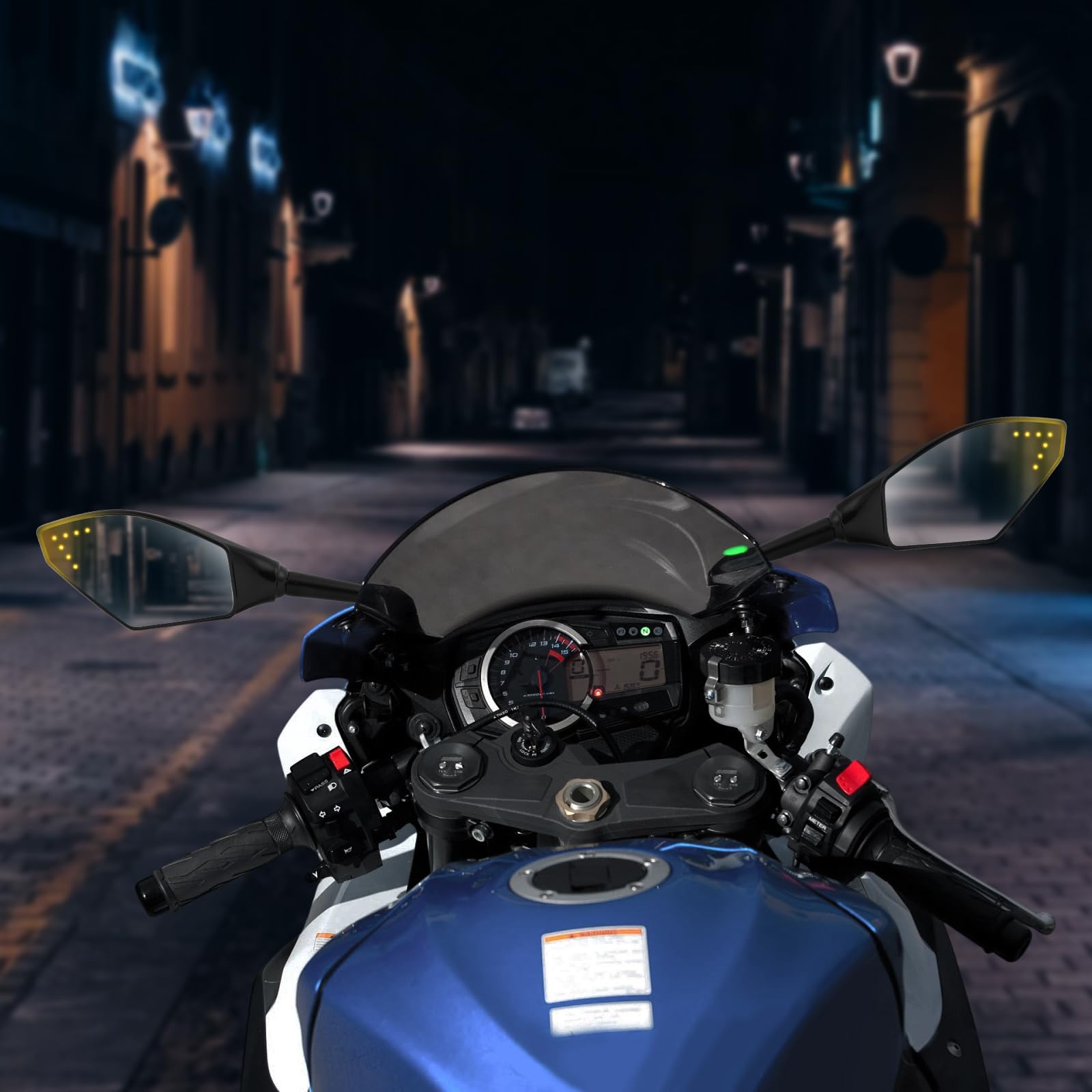 1 paio di specchietti retrovisori laterali for moto con luce di