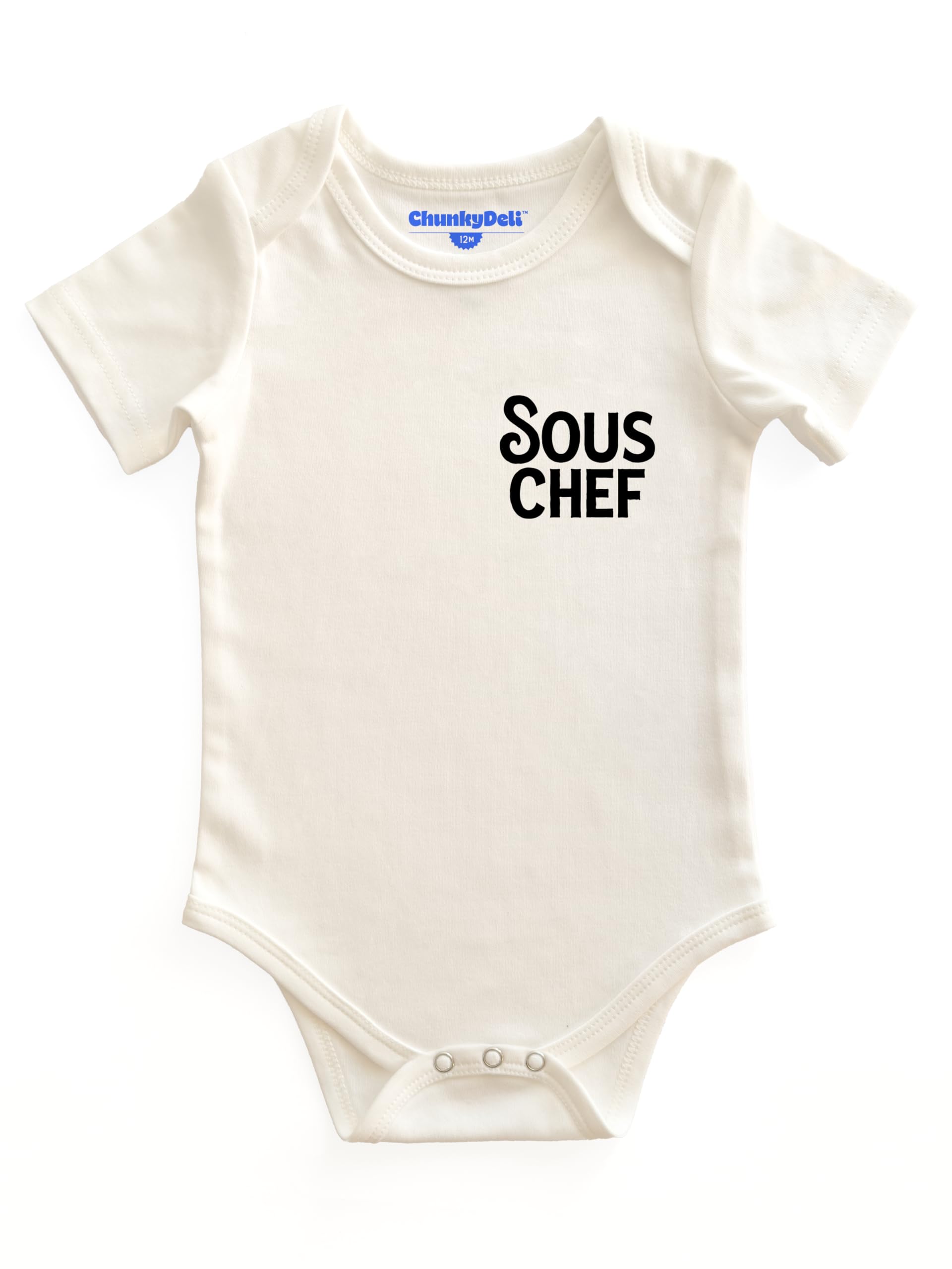 Chunky Deli Sous Chef Baby Bodysuit Gender Neutral Foodie Outfit - Soft 100 Cotton Unisex Short Sleeve One-Piece