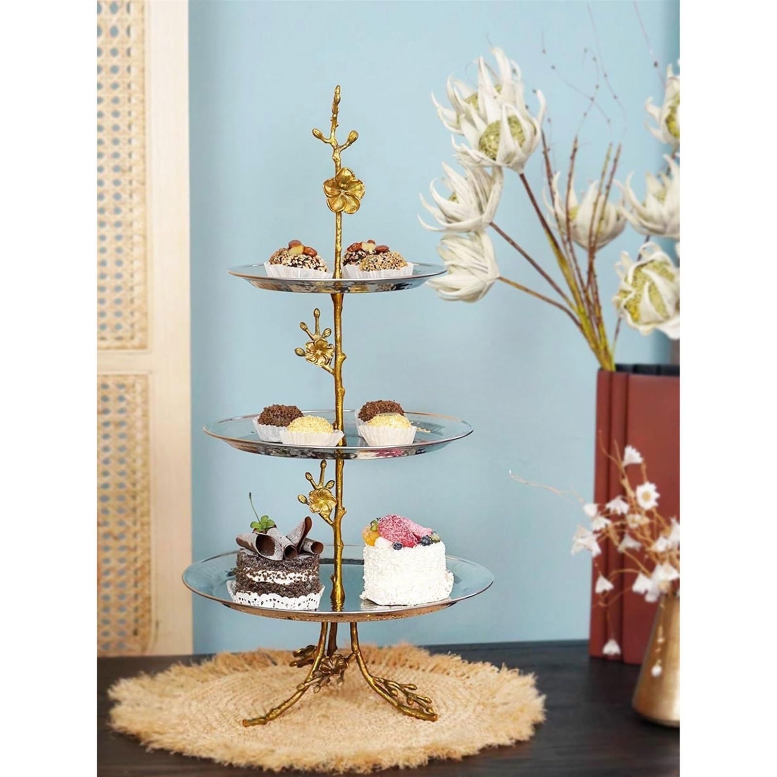 Dessert Support à gâteaux de grande capacité 3 couches, thé l'après-midi