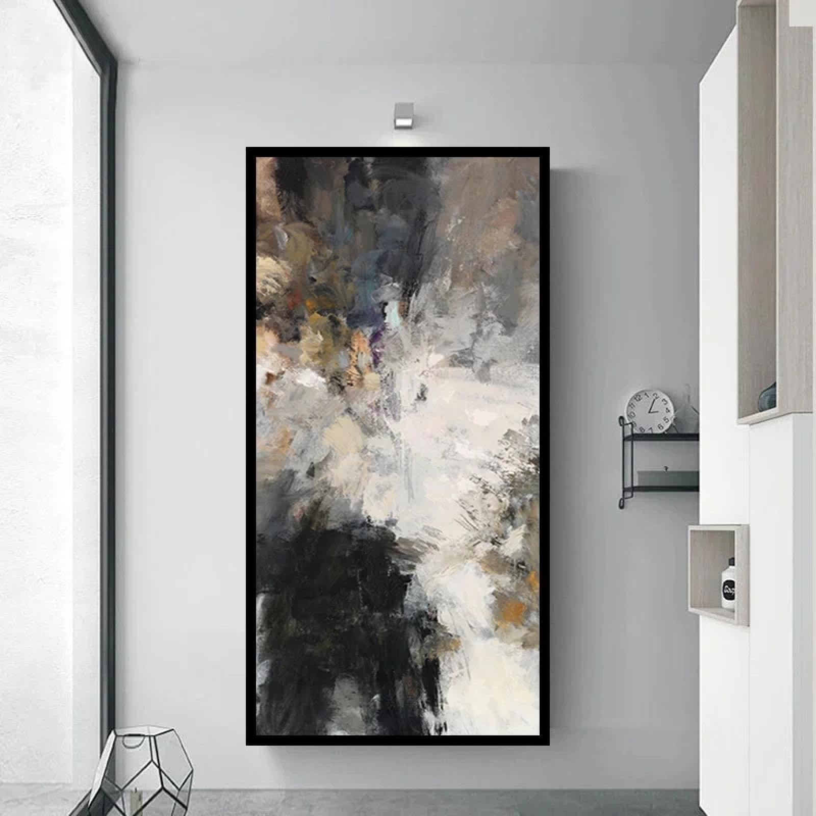 Alsingbago Große Abstrakte Leinwand – Schwarz-weiß, 50,8 X 101,6 Cm, Perfekt Für Wohnzimmer & Büro