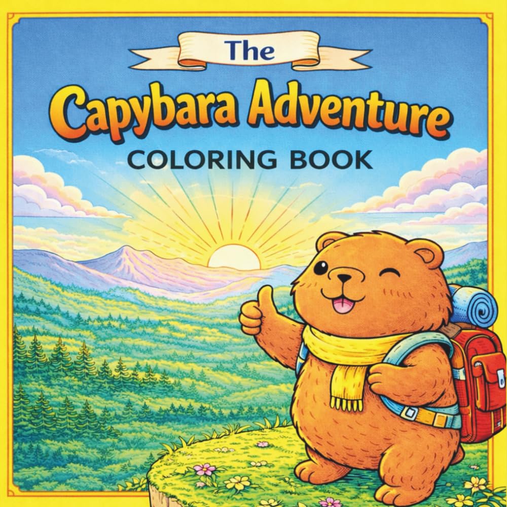 the Capybara Adventure Coloring Book: 40 Bold & Easy Animal Adventures with Thick Lines for Kids Ages 4–8 | Adorable Capybara Scenes to Color and ... Pages for Boys and Girls | 8.5" x 8.5"