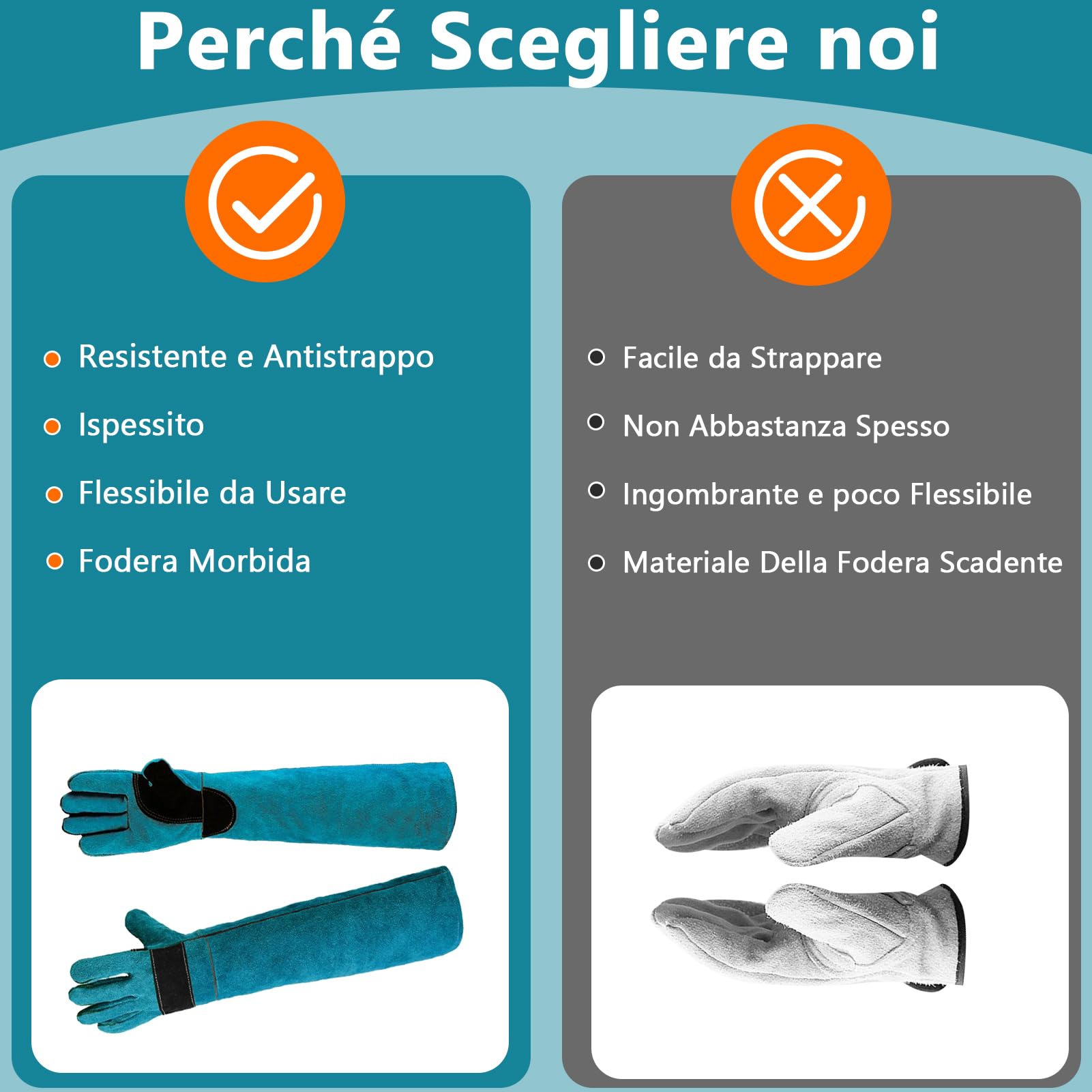 ZESTEFY Animal Handling Gloves, 60cm Guard Gloves, Cowhide Bite Proof Gloves - Image 4