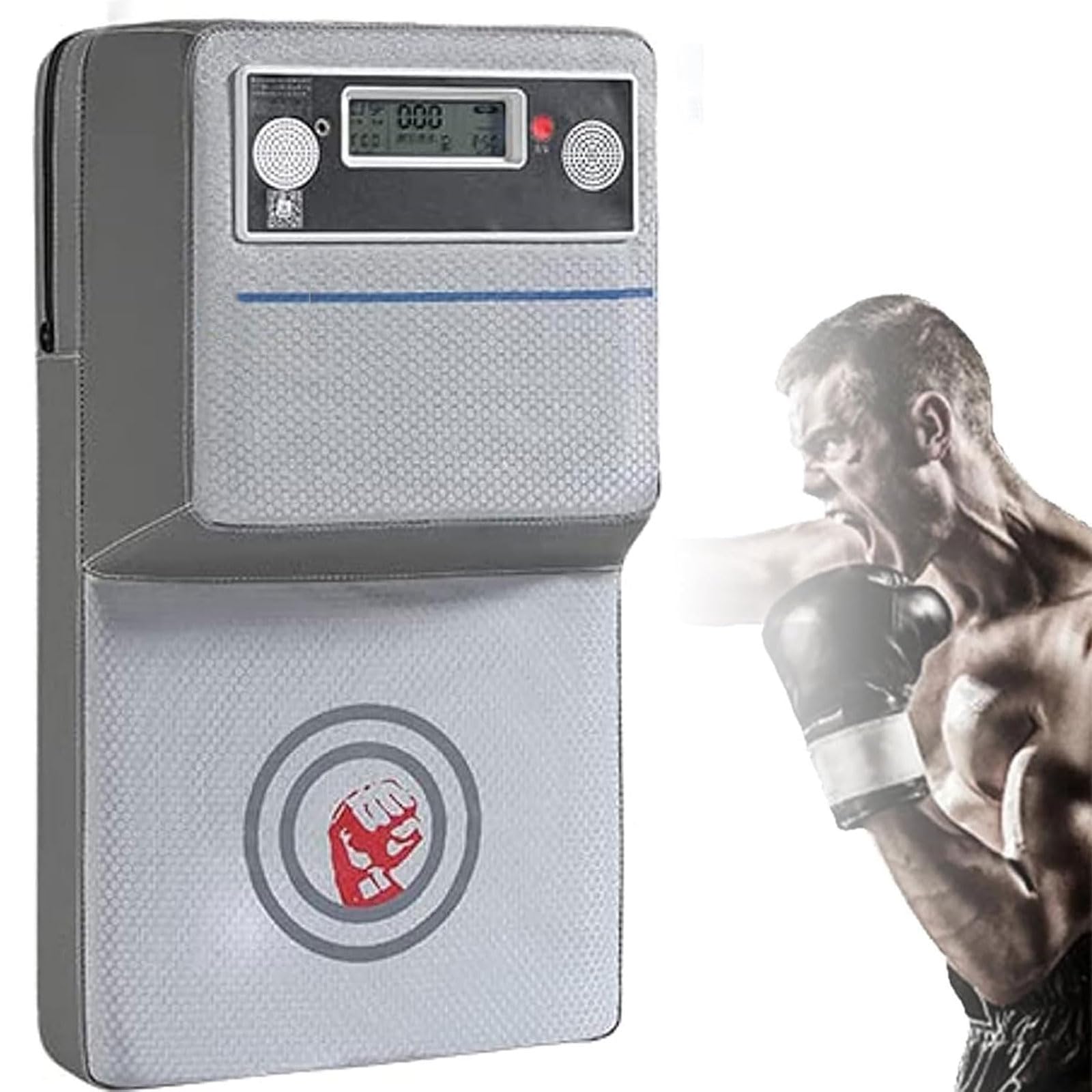 JOSBY Misuratore di Forza del Pugno da Parete, con Display LCD, Cuscinetto da Boxe da Parete, con Musica, misuratore di Forza per Il Pugilato, Facile da installare, Cuscinetto per Colpire, per Uomini