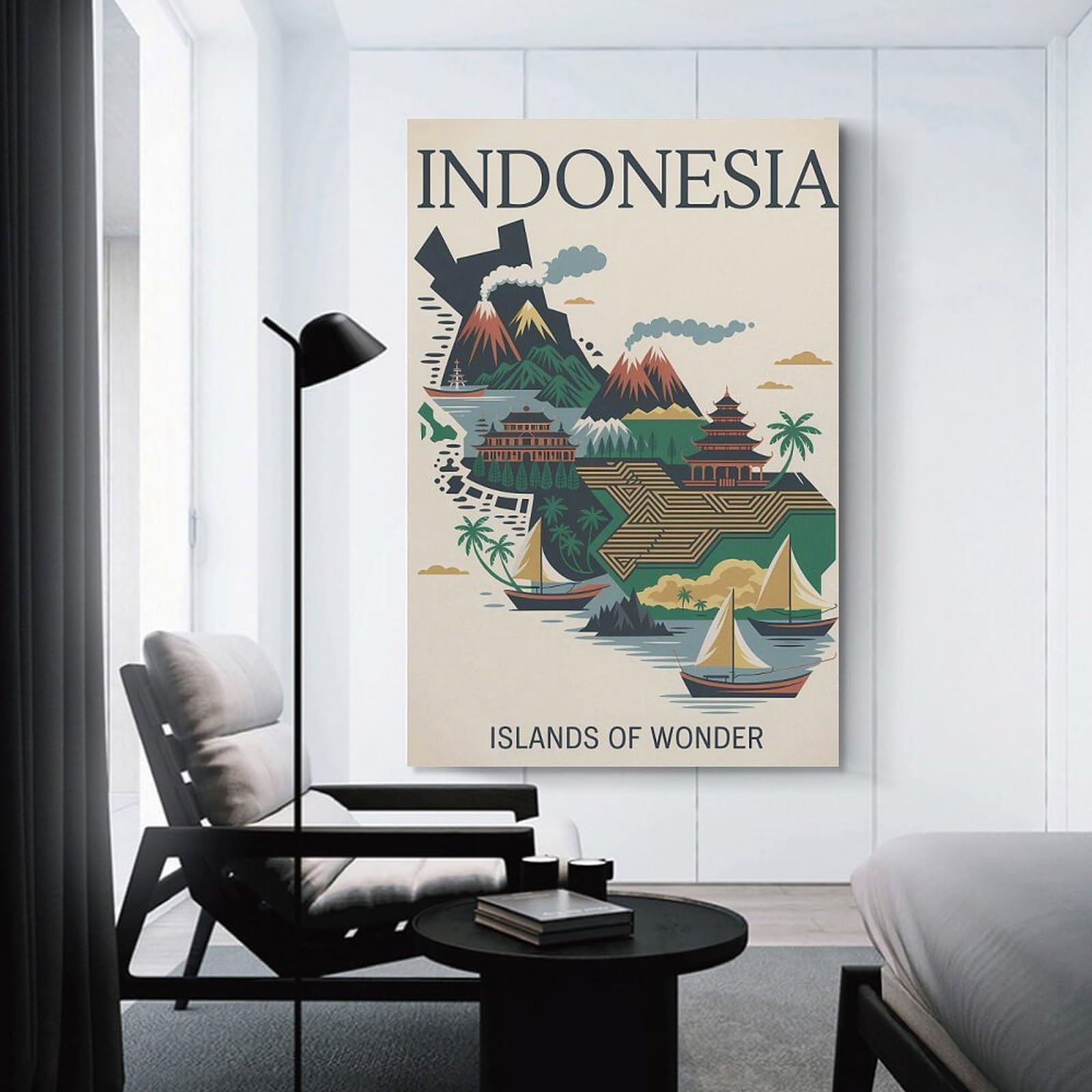Junmoney Home Decor Wall Art Indonesia Islands of Wonder Travel (2), 16x24inch(40x60cm), for Flats, Guest Rooms Or Compact Rooms, Wall Decor with Flexible Room Appeal