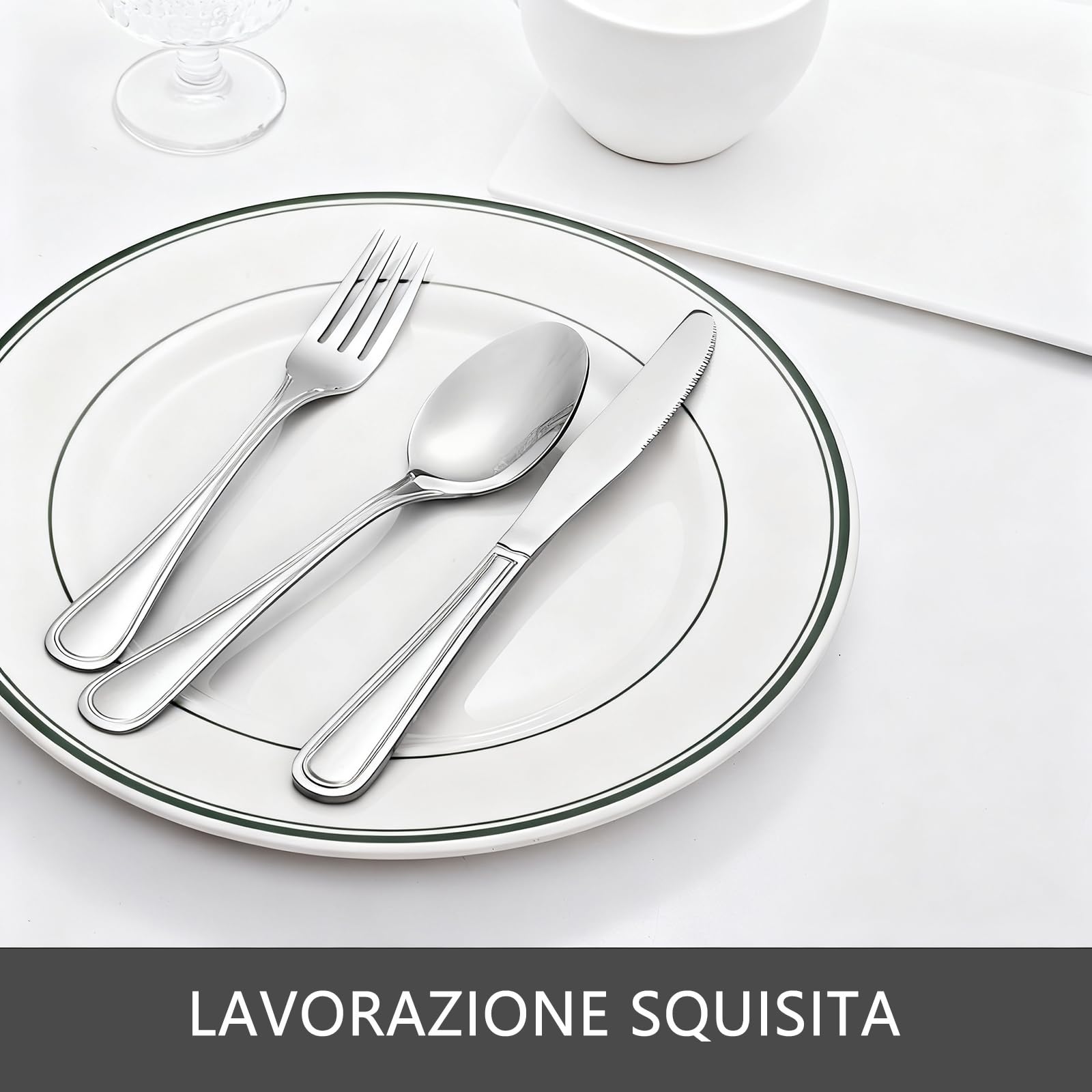 Set di posate da viaggio portatile, con cucchiaio, forchetta e coltello da tavola in acciaio inox. Valigetta portaposate da portare al lavoro,in viaggio e in campeggio. Posate portatili riutilizzabile