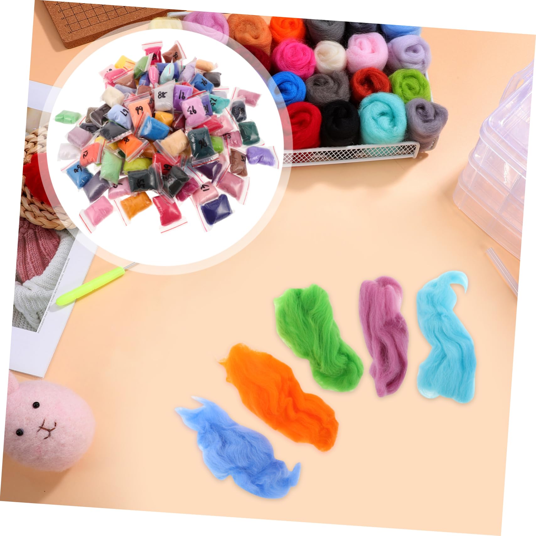 jojofuny 100 Piezas Lana Para Fieltrar Aguja Colores Para Manualidades Diy y Proyectos Creativos Fieltro De Lana Para Iniciantes y Profesionales Material De Para Artesanías Hechas Mano