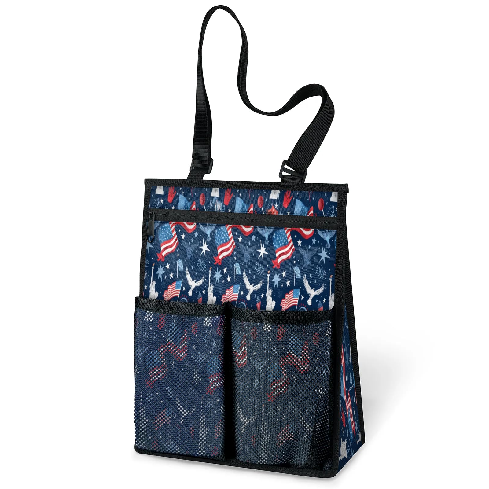 Ourtheme American Theme Portable Shower Bag for Travel Gym Camp Beach Tote Shower Caddy Bags Hanging Toiletry Organizer