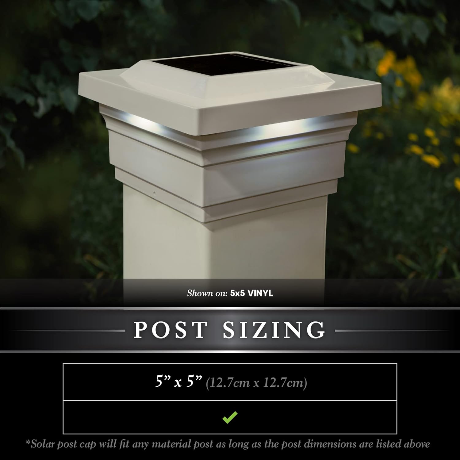 Classy Caps SL075T 5x5 Majestic Solar Post Cap - 2 Pack, Tan – High-Performance Solar LED Lights, Durable Tan PVC (Vinyl) Construction, Weather-Resistant, Ideal for Outdoor, Warm & Cool Light Modes