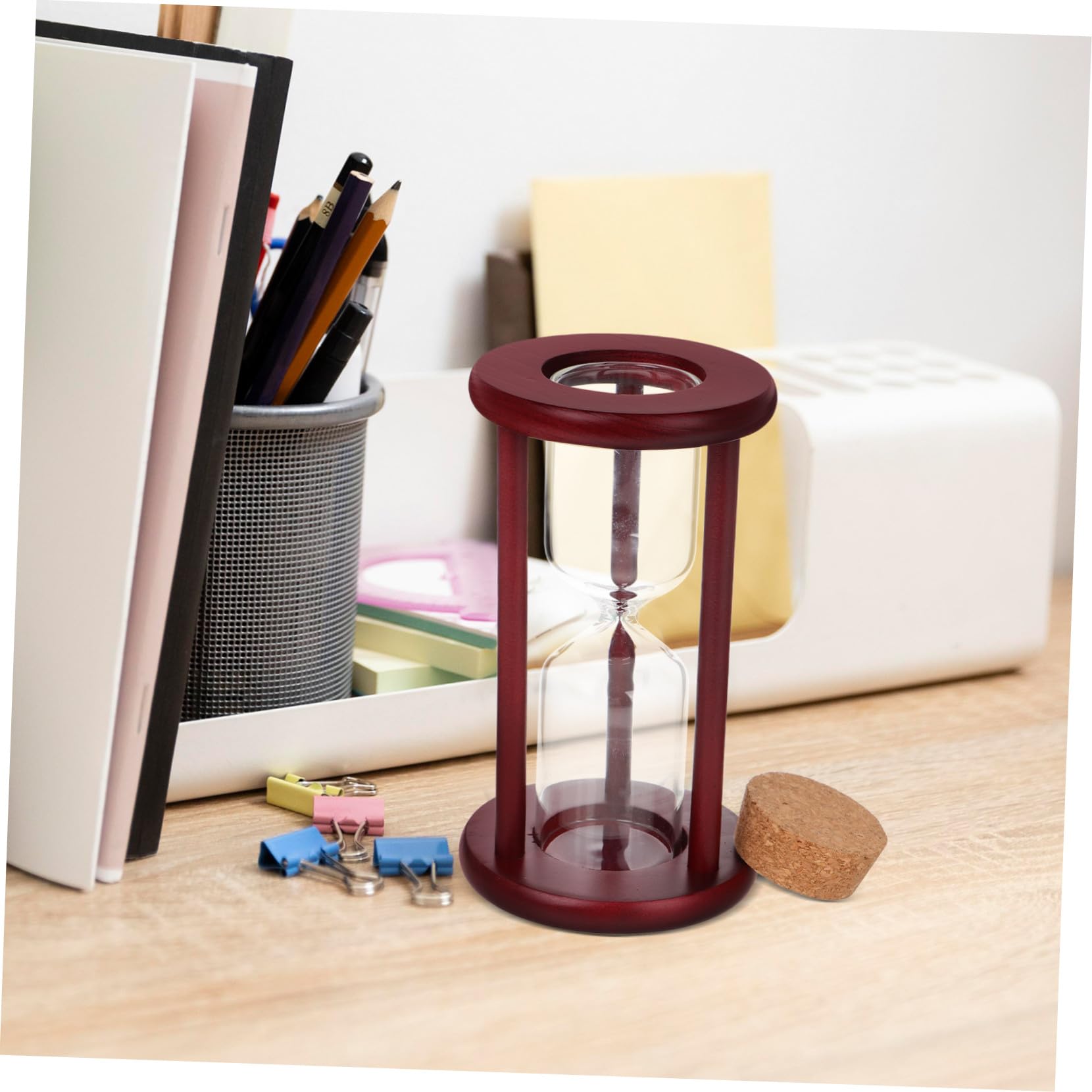 Marrón Reloj de Arena Rellenable DIY de Madera, y Vidrio Decoración