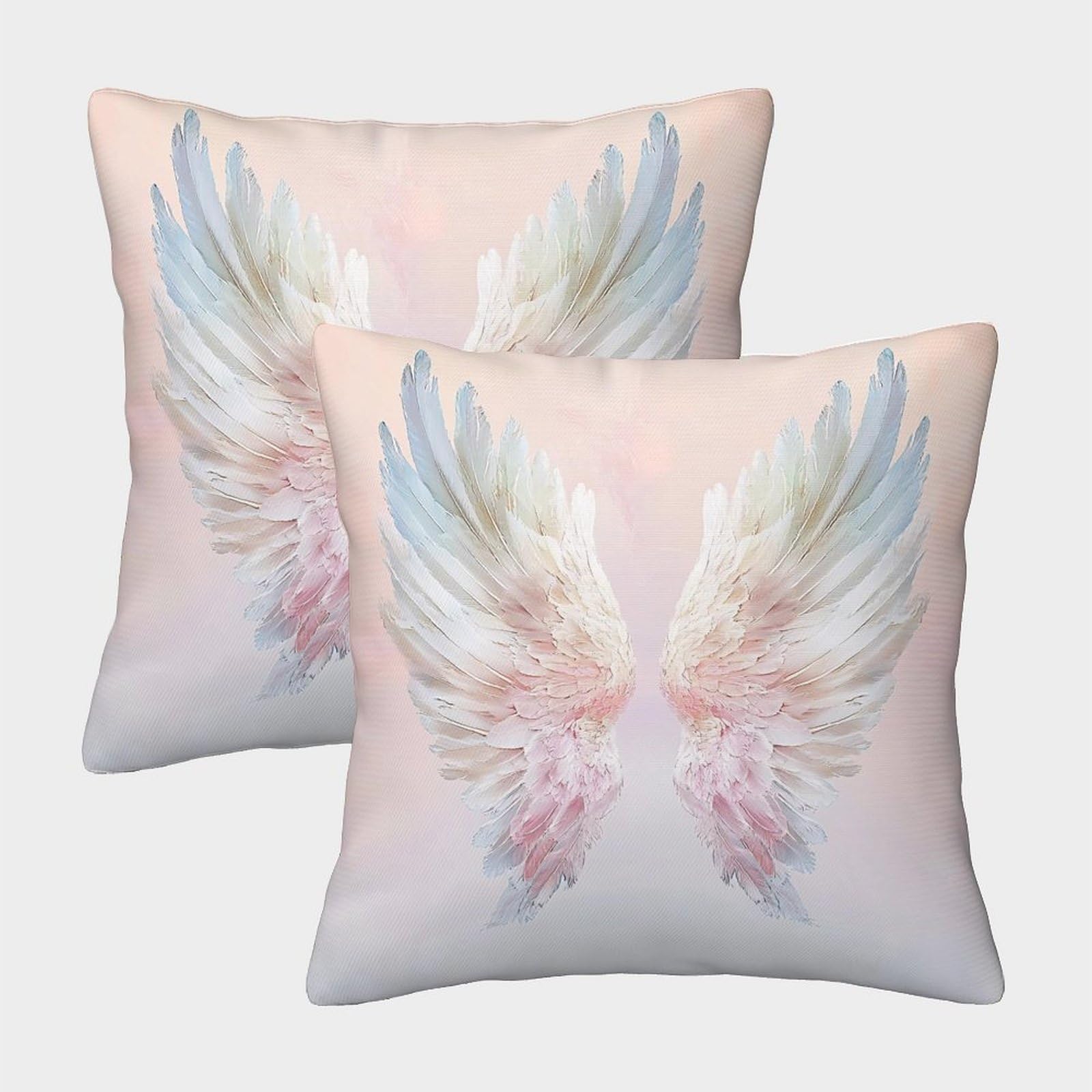 QFVANSIYO Elegant Feather 3D Printed Pillowcase Microfiber Bedroom Bedding Decor Feathers Pillow Cover Soft for All 50x50cm