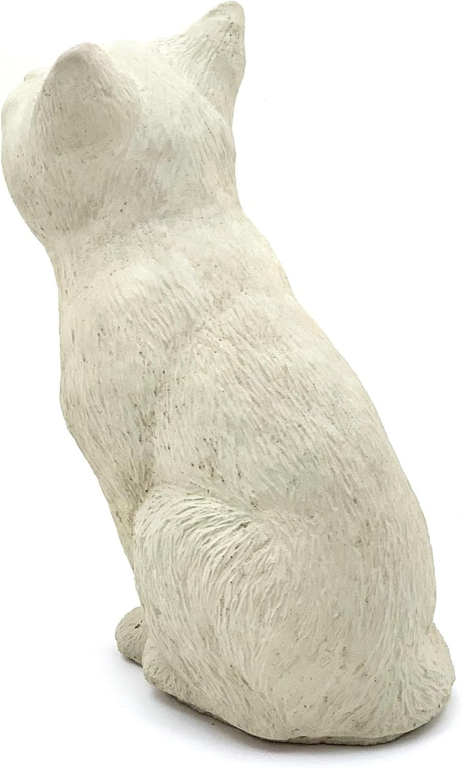 Bird Watching Cat Statue: Durable Solid Stone Kitten w/Aged Texture. Unique Home Décor, Garden Accent. Sealed for Outdoors. Handcrafted USA. (Classic/Whitish)
