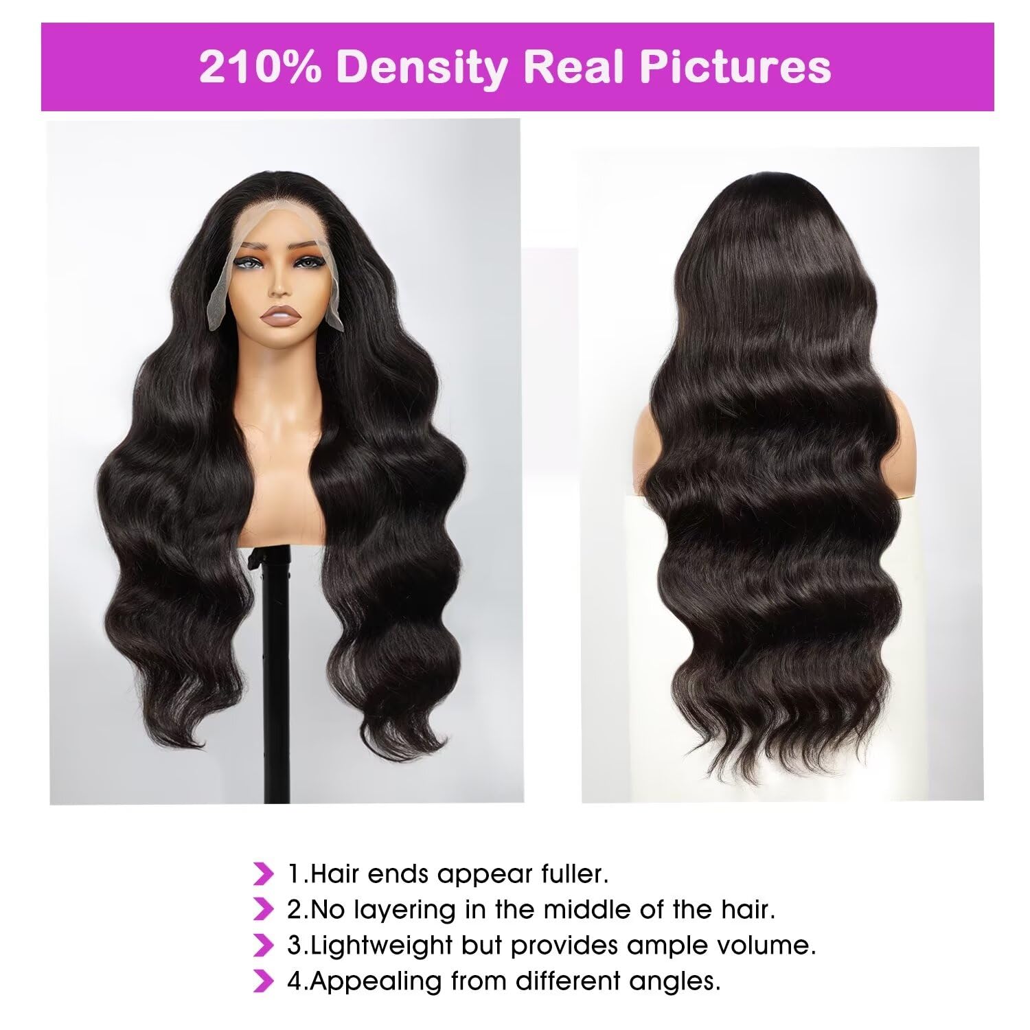 Lemoda 13x6 Body Wave Lace Front Wigs Human Hair 180% Density 13x6 HD Transparent Lace Frontal Wig Pre Plucked 14A Brazilian Virgin Human Hair Wigs for Women 20 Inch - Image 4