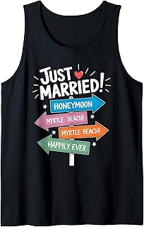 Honeymoon Road Sign Myrtle Beach Newlyweds Tank Top