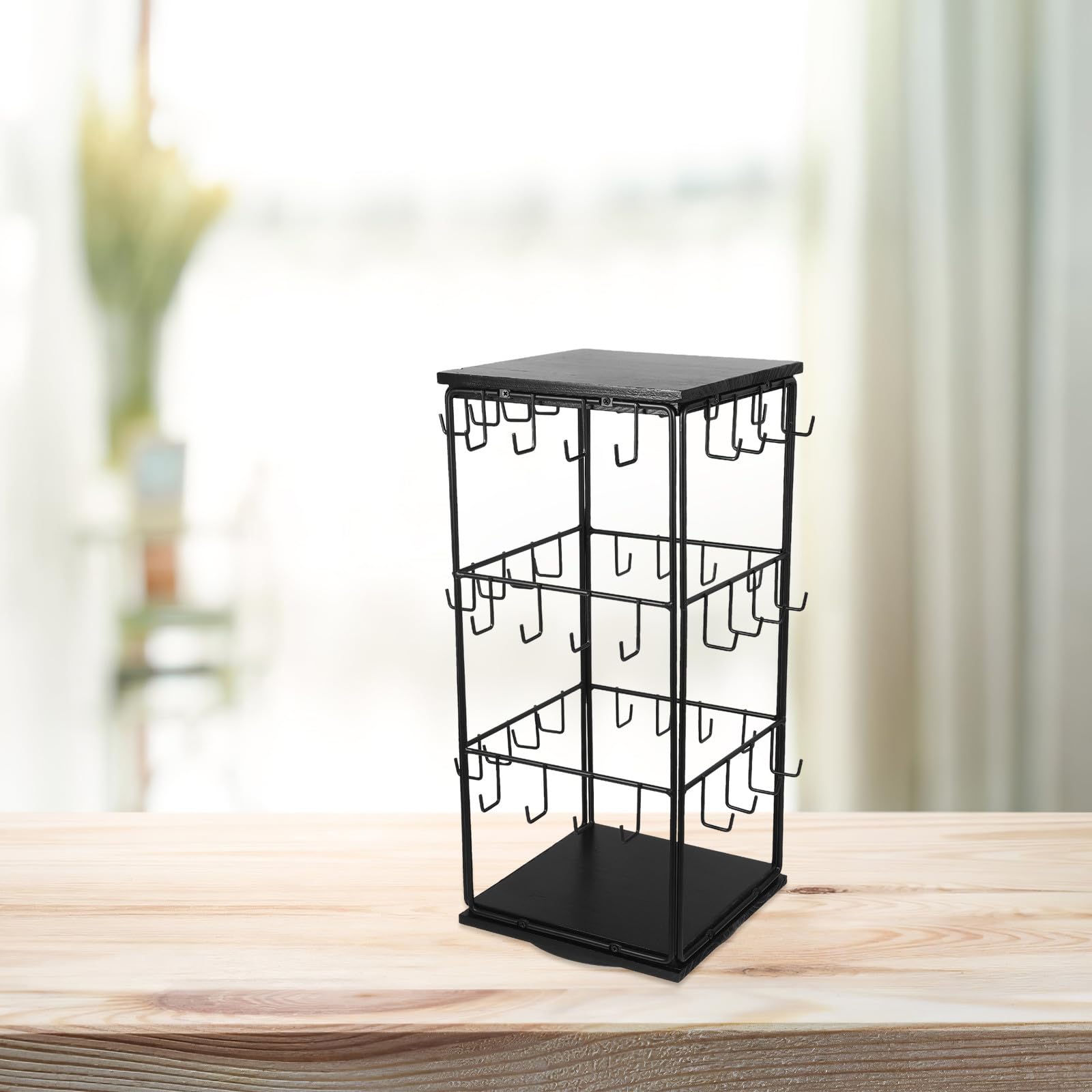 Expositor de Joyas Soporte para Pendientes de Madera Organizador Giratorio para Uso Doméstico de Tocador y Minorista Expositor de Pendientes Venta Estante de Madera