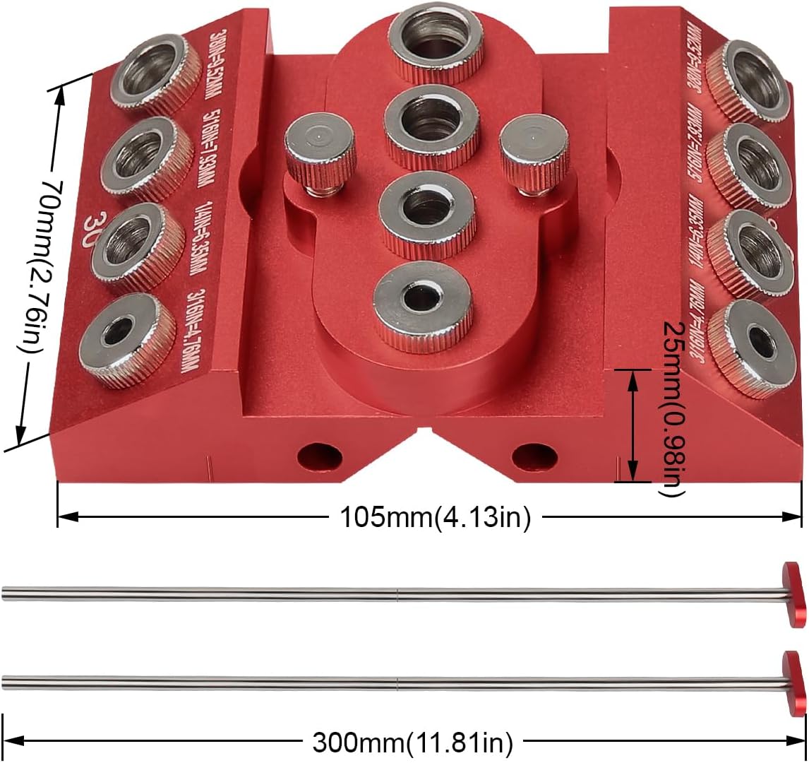 Toolcool 30 45 90 Degree Angle Drill Guide Jig for Straight Angled Holes with Detachable Drill Bushings And Positioning Bar